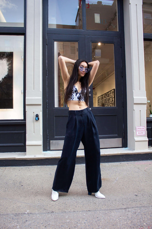 Remi Navy Wide-Leg Pants 